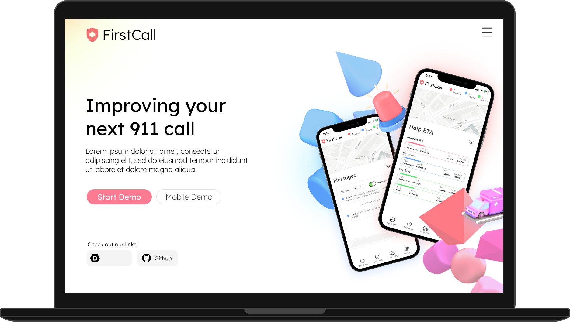 firstcall app on laptop